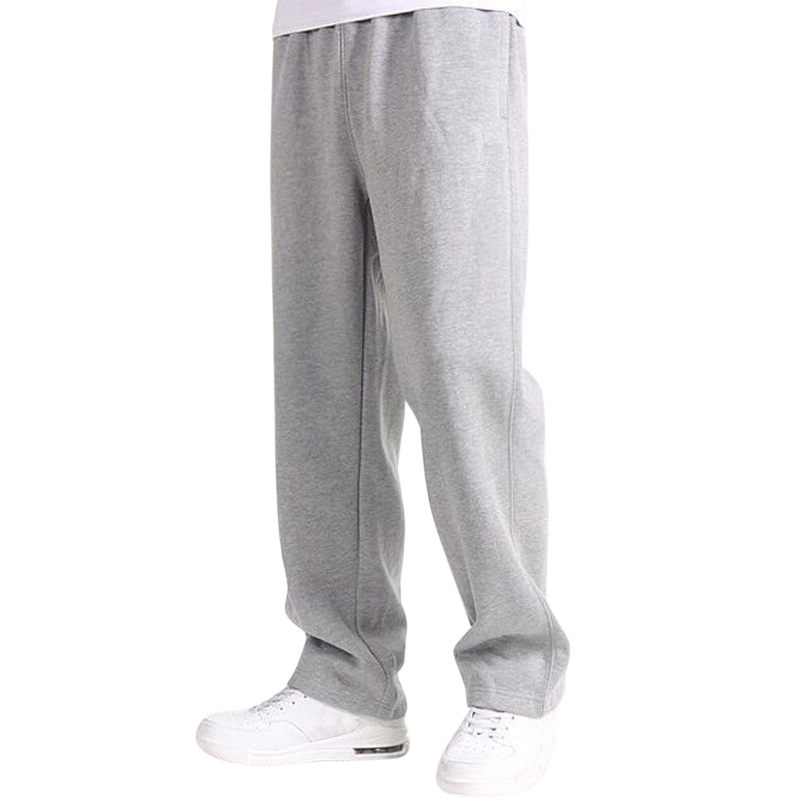 thumbnail image 2 of Pantalones rectos holgados informales para hombre - Pantalones cálidos con cintura elástica - Diseño liso otoño/invierno M-XXXL, 2 of 8